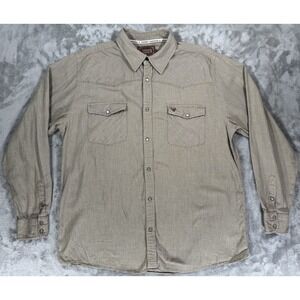 Cowboy Hardware Shirt Mens XL Brown Western Pearl Snap Chest Pockets Textured